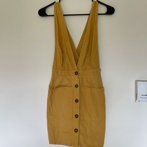 Mustard yellow overall dress